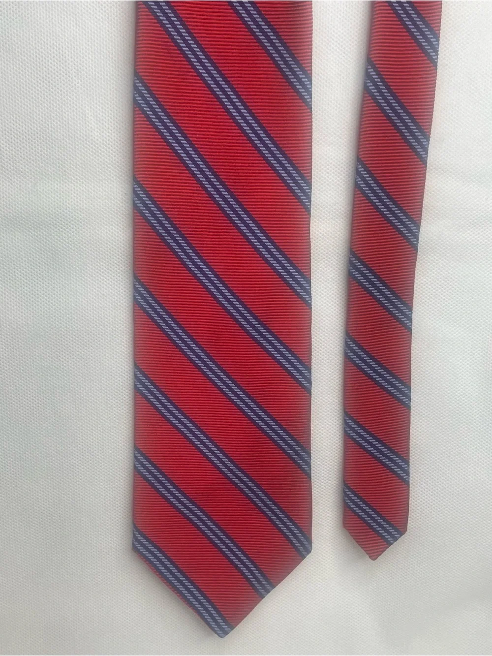 Brooks Brothers Makers Repp Silk Tie Red Preppy Blue Striped Textured Necktie